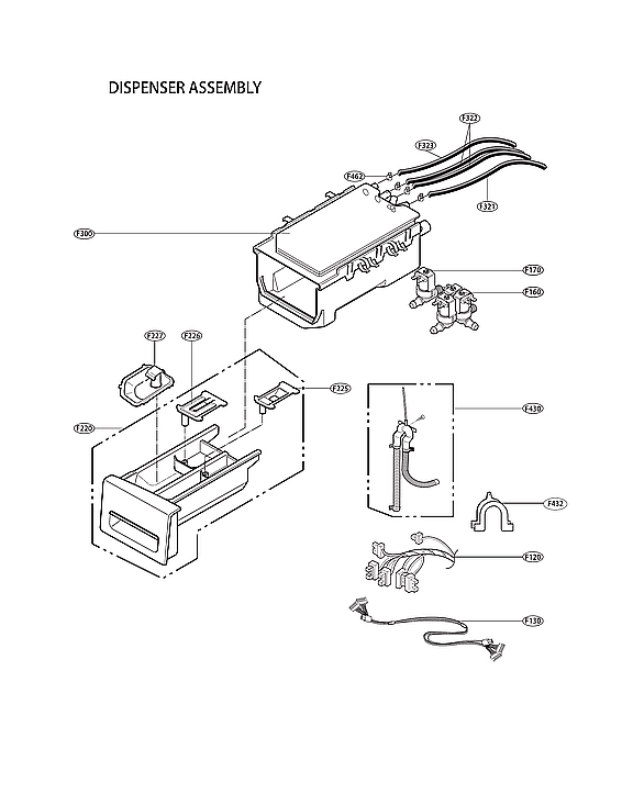 Kenmore 79641162211 dispenser assy diagram