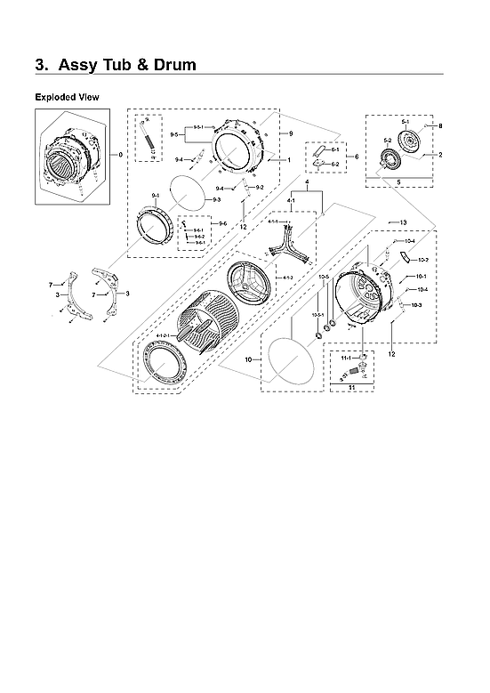 Samsung WF45T6200AW/US-03 tub & drum assy diagram