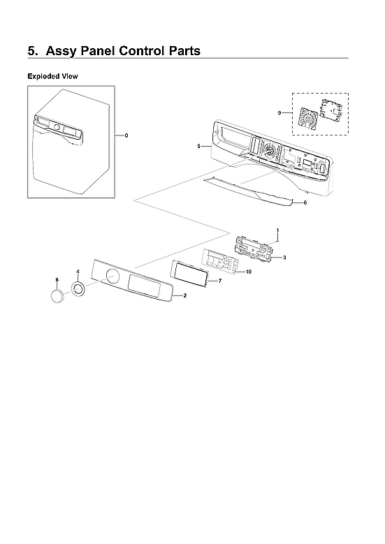 Samsung WF45T6200AW/US-03 control panel assy diagram