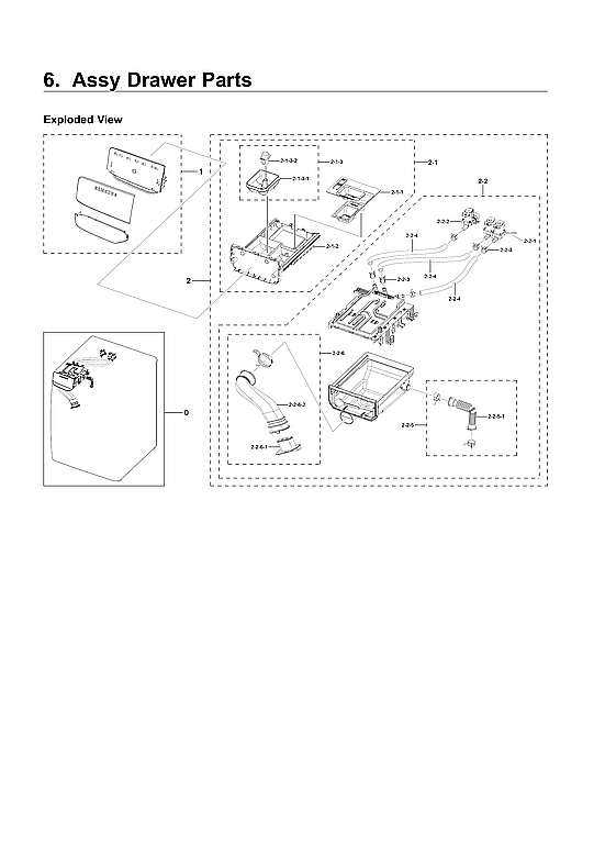 Samsung WF45T6200AW/US-03 drawer parts assy diagram