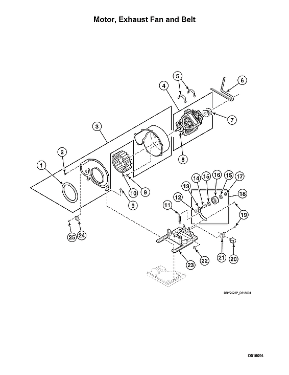 Speed Queen ADE4BRGS177TW01 START S#2001000001 motor/exhaust fan/belt diagram