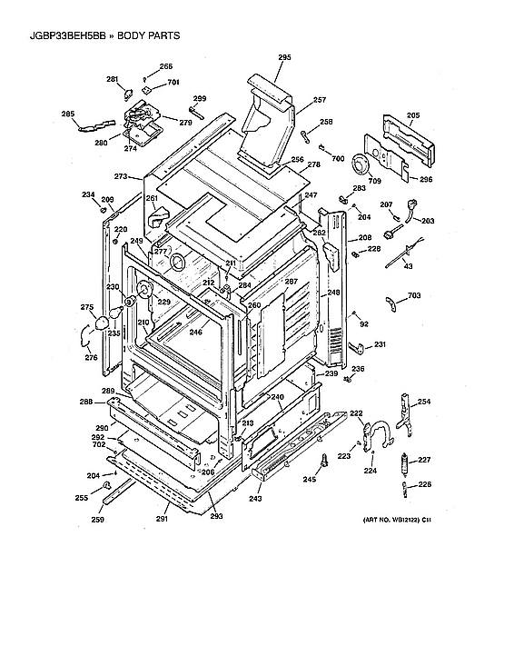 GE JGBP33BEH5BB body parts diagram