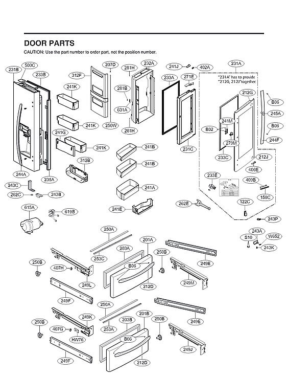 LG LRMVS2806S/01 door parts diagram