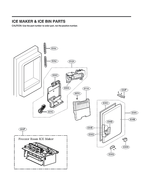 LG LRMVS2806S/01 ice maker & ice bin parts diagram