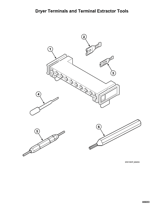Speed Queen ATEE9ASP175TW01 dryer terminals/terminal extractor tools diagram