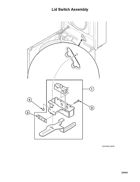 Speed Queen AWN43RSN116TW01 lid switch assy diagram