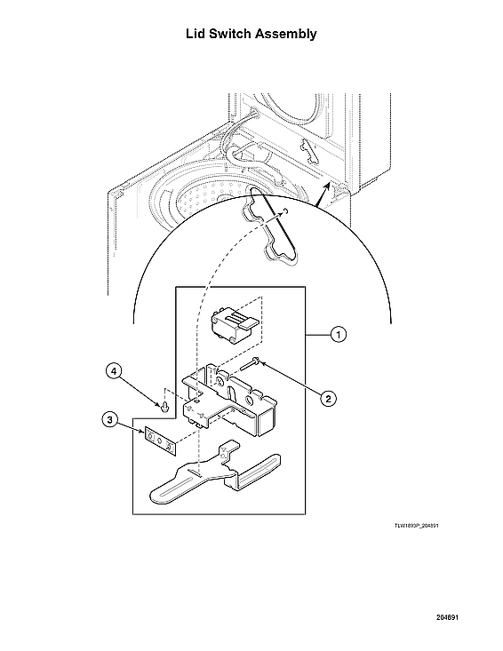 Speed Queen AWN632SP116TW02 lid switch assy diagram
