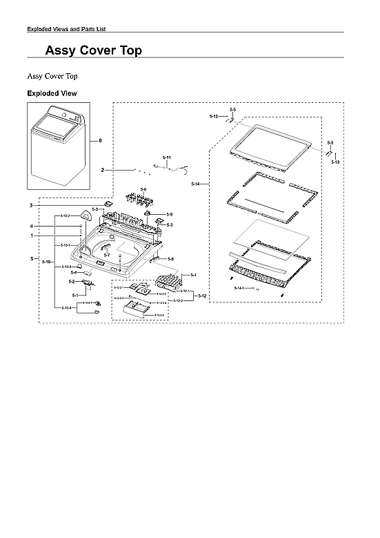 Samsung WA44A3405AV/A4-00 top cover assy diagram