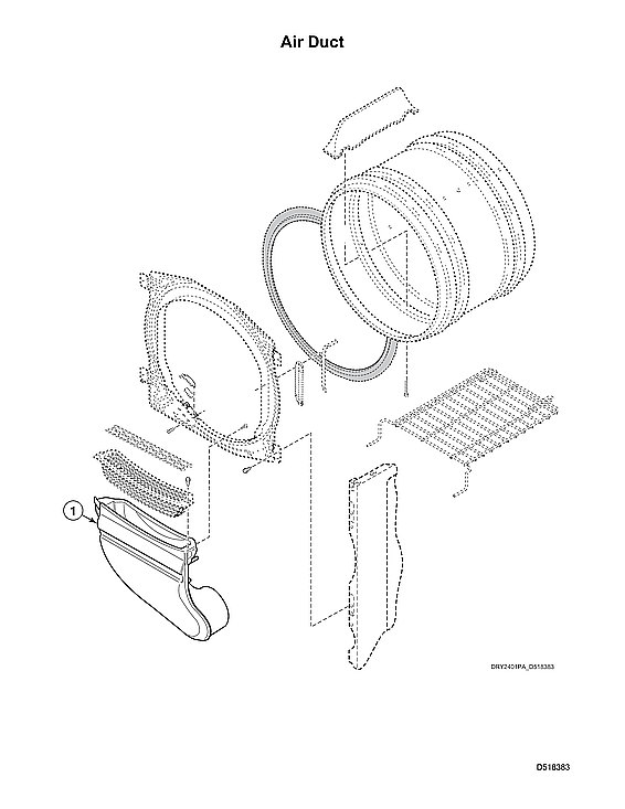 Speed Queen LDGE5BGS113TW01-START-S#2001000001 air duct diagram