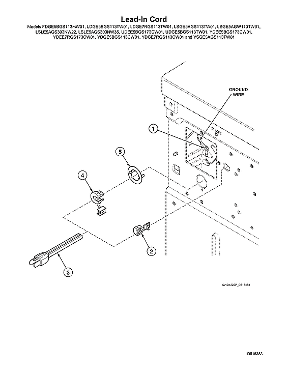 Speed Queen LDGE5BGS113TW01-START-S#2001000001 lead-in cord diagram