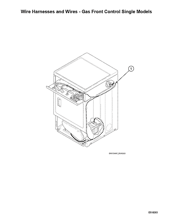 Speed Queen LDGE5BGS113TW01-START-S#2001000001 wire harnesses/wires - gas front control single models diagram