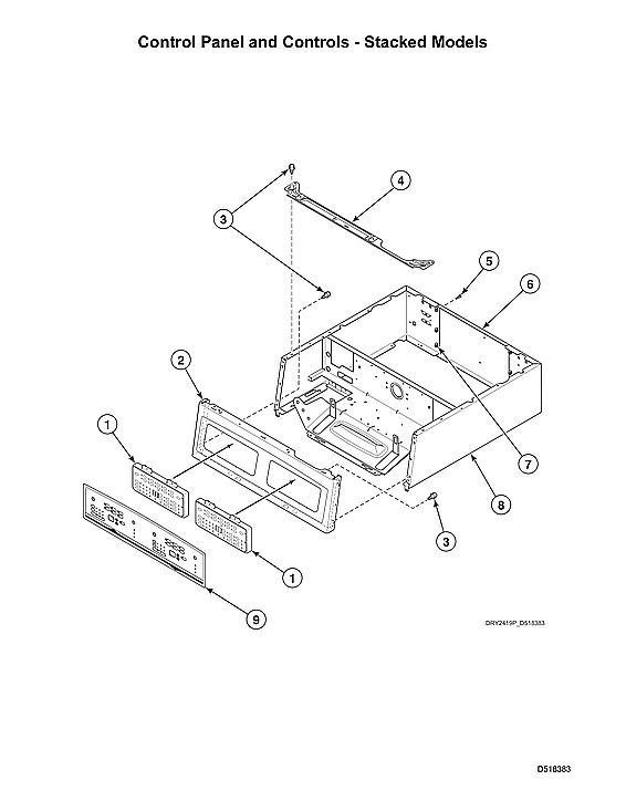 Speed Queen LSGE5AGW113TW01-START-S#2001000001 control panel/controls-stacked models diagram