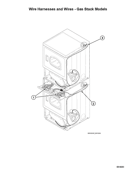 Speed Queen LSGE5AGW113TW01-START-S#2001000001 wire harnesses/wires-gas stacked models diagram