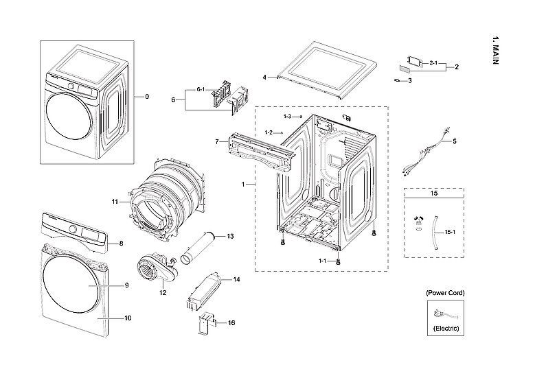 Samsung DVE45B6300C/A3-00 main assy diagram