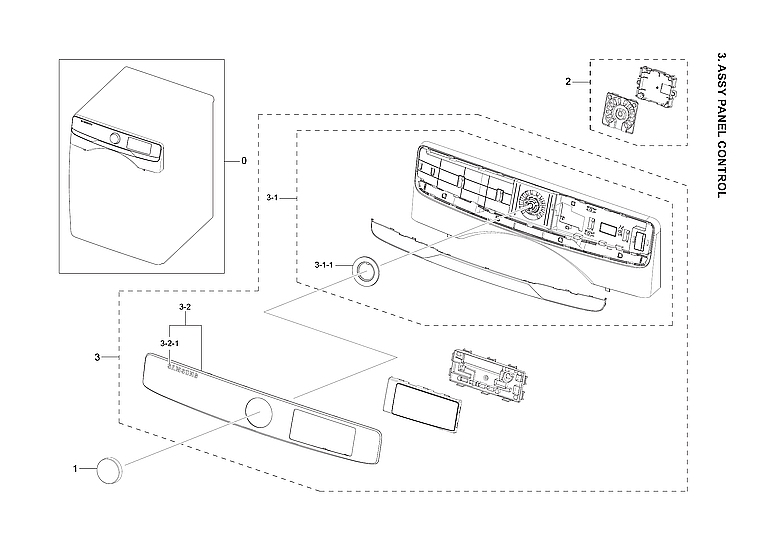 Samsung DVE45B6300C/A3-00 control panel assy diagram