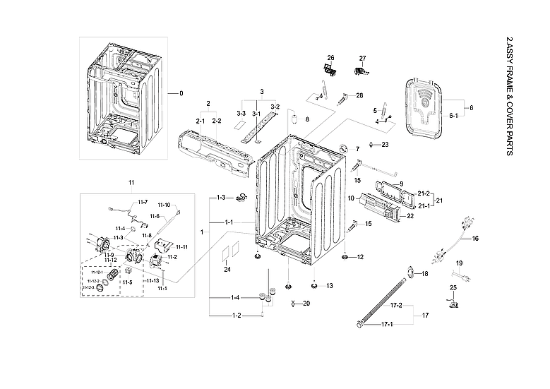 Samsung WF56H9100AV/A2-00 frame & cover assy diagram