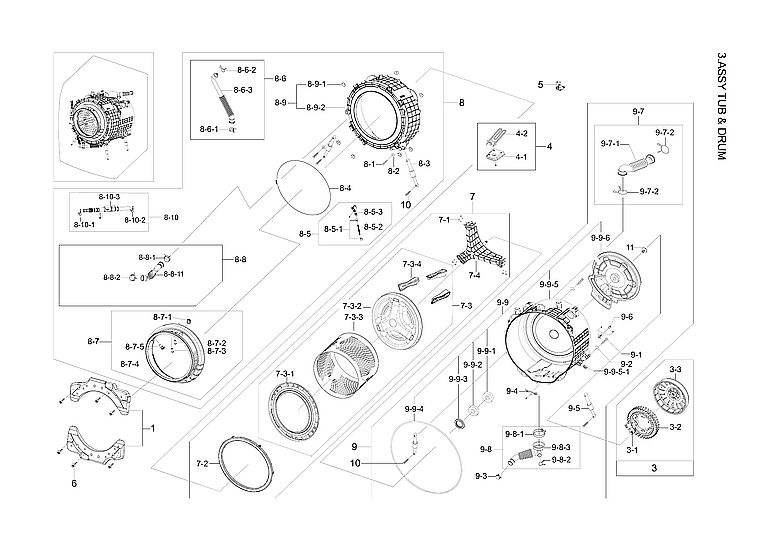Samsung WF56H9100AV/A2-00 tub & drum assy diagram