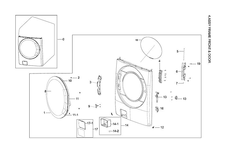 Samsung WF56H9100AV/A2-00 front frame & door assy diagram