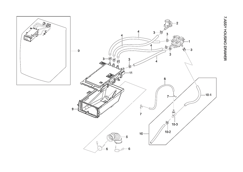 Samsung WF56H9100AV/A2-00 drawer housing assy diagram