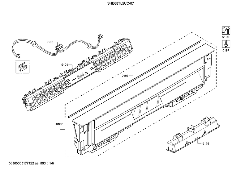 Bosch SHE68TL5UC/07 facia panel/operating module diagram