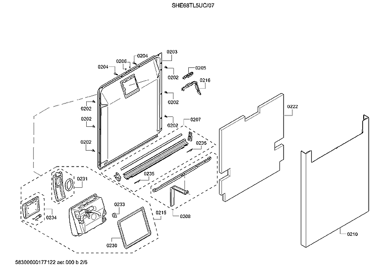 Bosch SHE68TL5UC/07 door/dispenser diagram