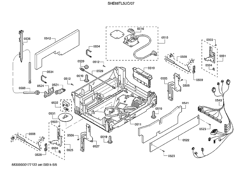 Bosch SHE68TL5UC/07 base/power cord diagram