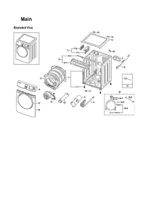 Samsung DV419AGU/XAA-03 main assy diagram