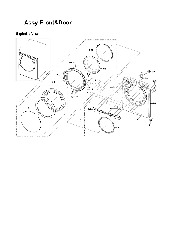Samsung DV419AGU/XAA-03 front & door assy diagram