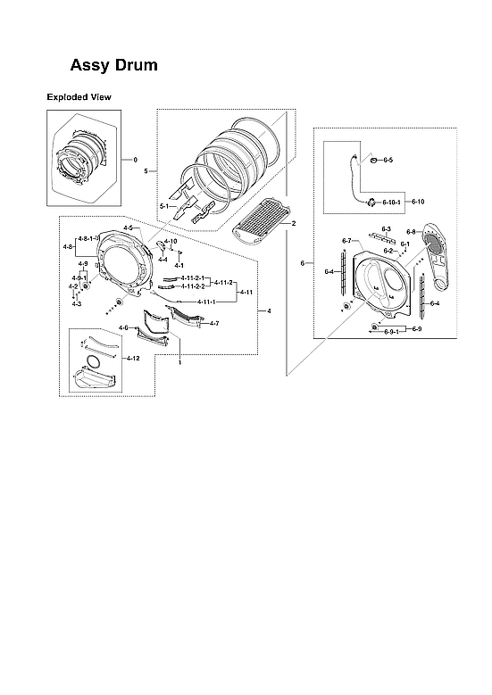 Samsung DV419AGU/XAA-03 drum assy diagram