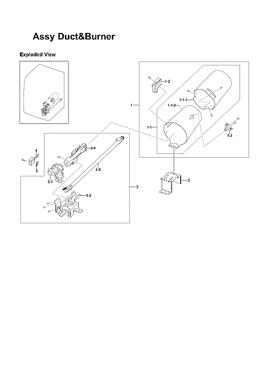 Samsung DV419AGU/XAA-03 duct & burner assy diagram
