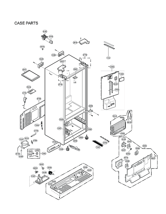 LG LRFXS2513S/00 case parts diagram