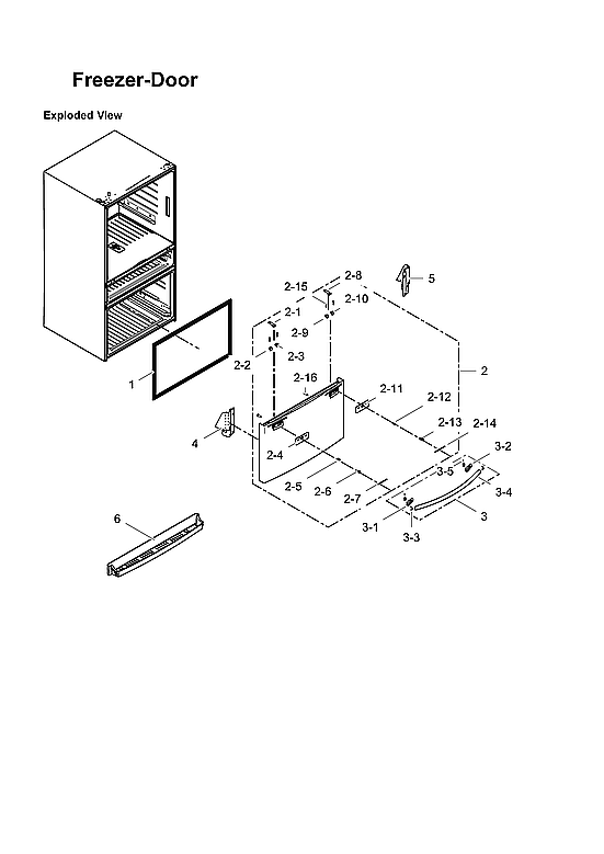Samsung RF31FMEDBSR/AA-00 freezer door parts diagram