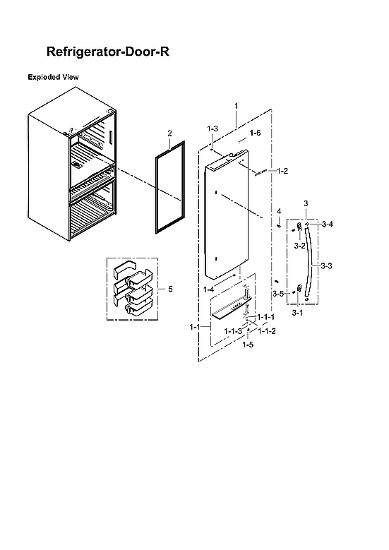 Samsung RF31FMEDBSR/AA-00 right refrigerator door parts diagram