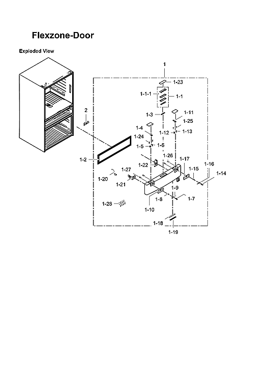 Samsung RF31FMEDBSR/AA-00 flexzone door parts diagram