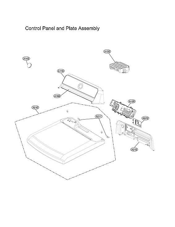 LG DLE7400VE/00 control panel & plate assy diagram