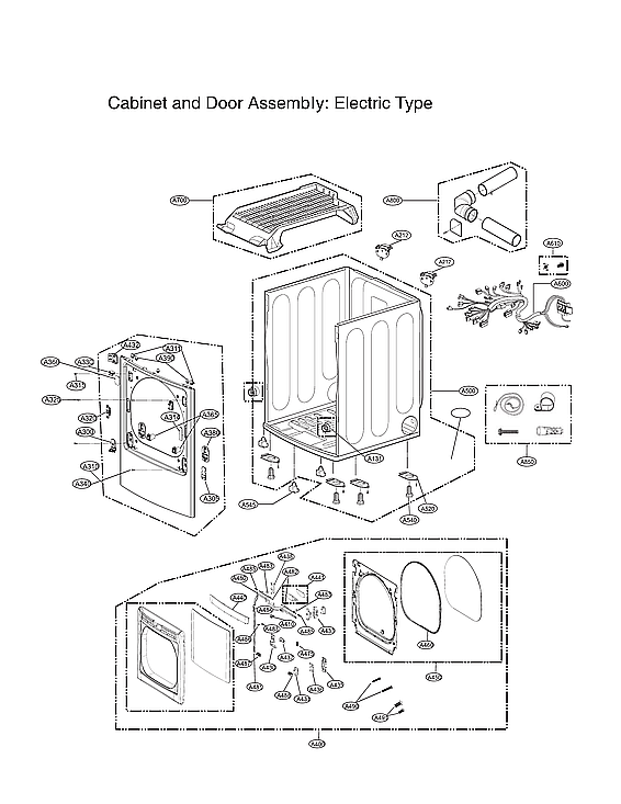 LG DLE7400VE/00 cabinet & door assy: electric type diagram