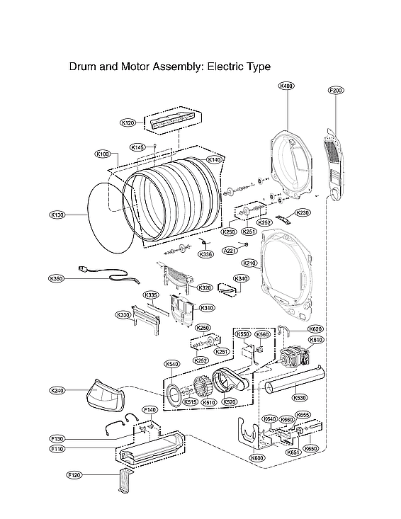 LG DLE7400VE/00 drum & motor assy: electric type diagram
