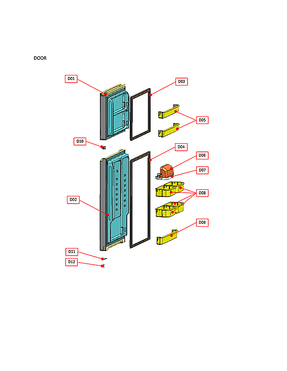 Kenmore 11170762220 door parts diagram
