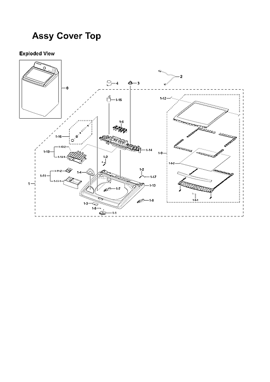 Samsung WA45H7000AW/AA-11 top cover assy diagram