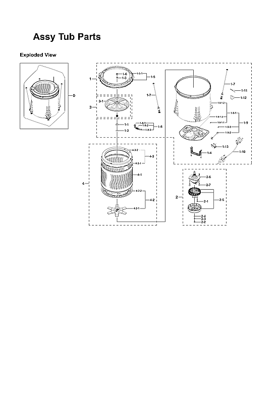 Samsung WA45H7000AW/AA-11 tub parts assy diagram