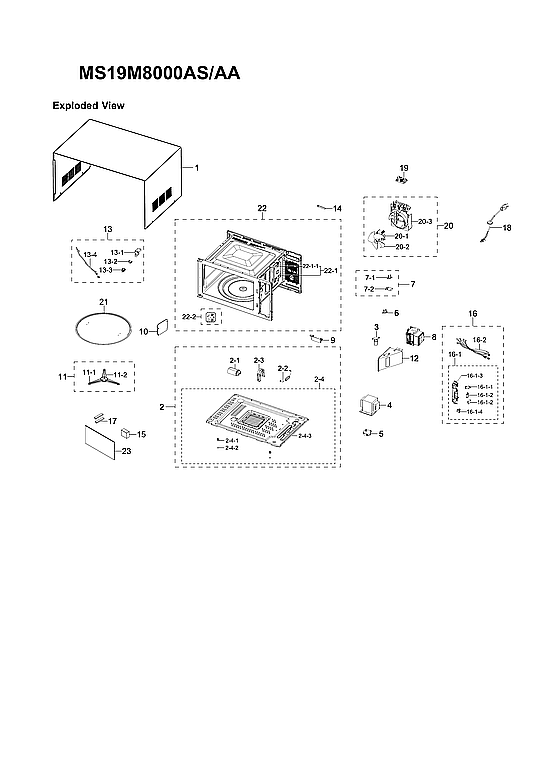 Samsung MS19M8000AS/AA-00 main assy diagram