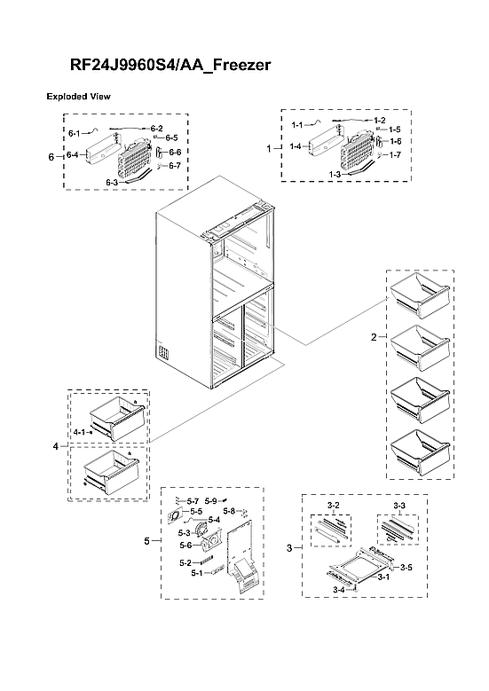Samsung RF24J9960S4/AA-06 freezer parts diagram