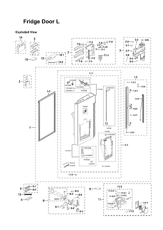 Samsung RF24J9960S4/AA-06 left refrigerator door parts diagram