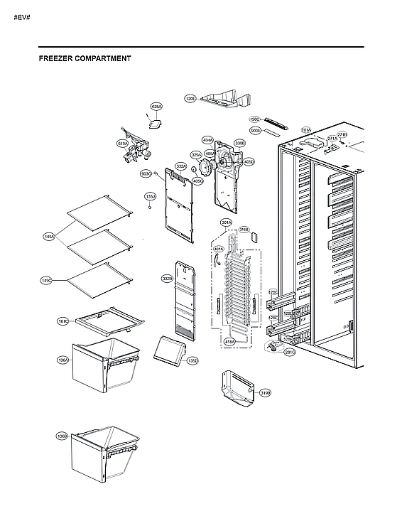 LG LSXS26326B/01 freezer compartment parts diagram