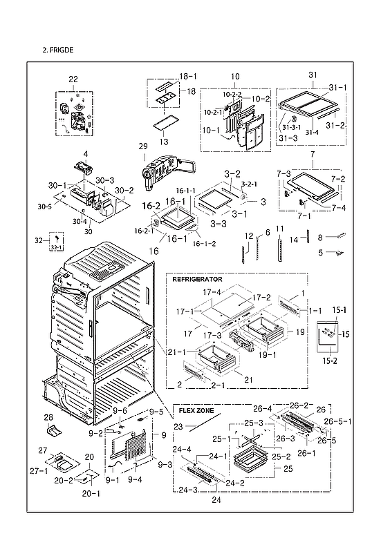 Samsung RF25HMEDBSR/AA-13 refrigerator parts diagram