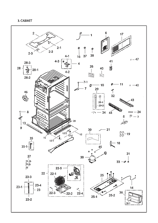 Samsung RF25HMEDBSR/AA-13 cabinet parts diagram