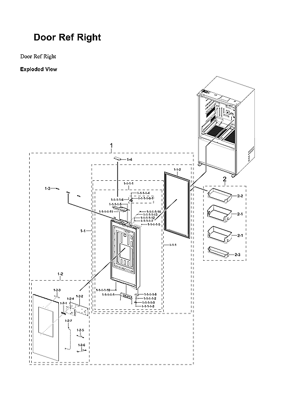Samsung RF24BB69006M/AA-00 right refrigerator door parts diagram