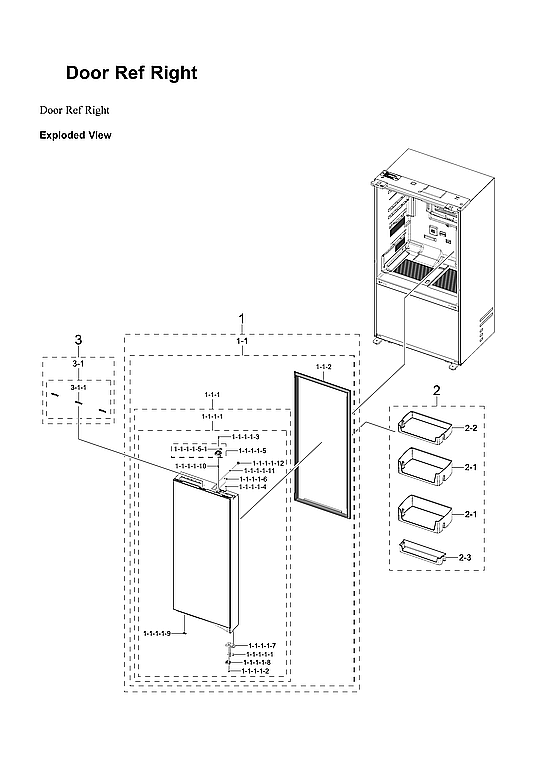Samsung RF24BB6200AP/AA-00 right refrigerator door parts diagram