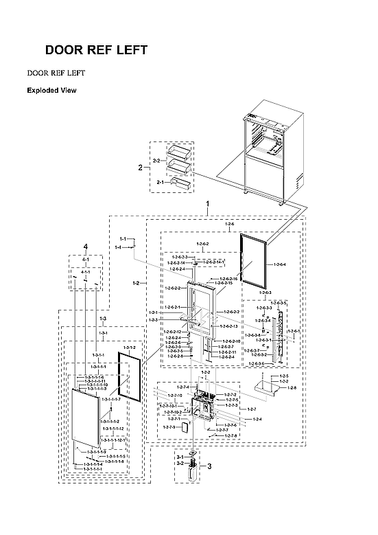 Samsung RF29BB8900AW/AA-00 left refrigerator door parts diagram