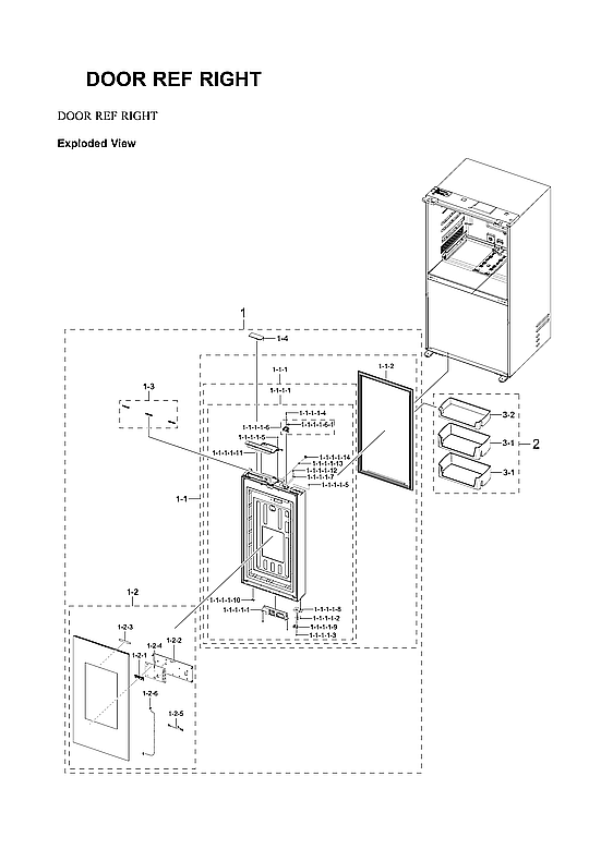 Samsung RF29BB8900AW/AA-00 right refrigerator door parts diagram